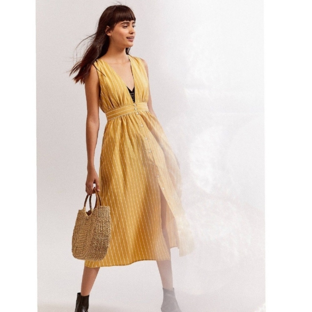 Urban Outfitters Yellow Long Striped Dress
